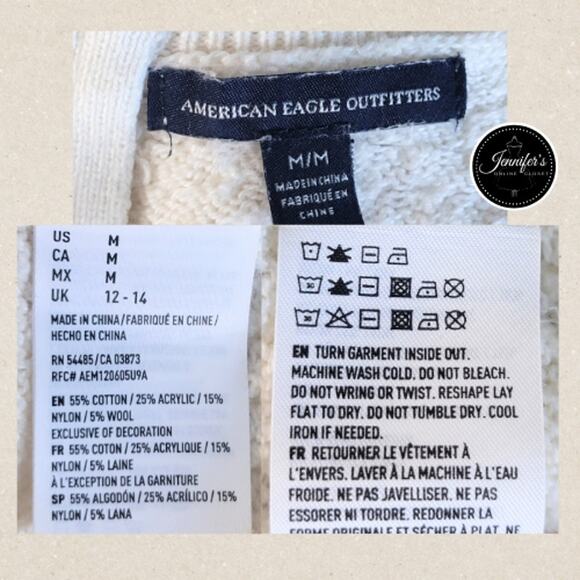 American Eagle Outfitters Women's Cream Open Weave Back Zip Sweater Size M - Picture 7 of 9